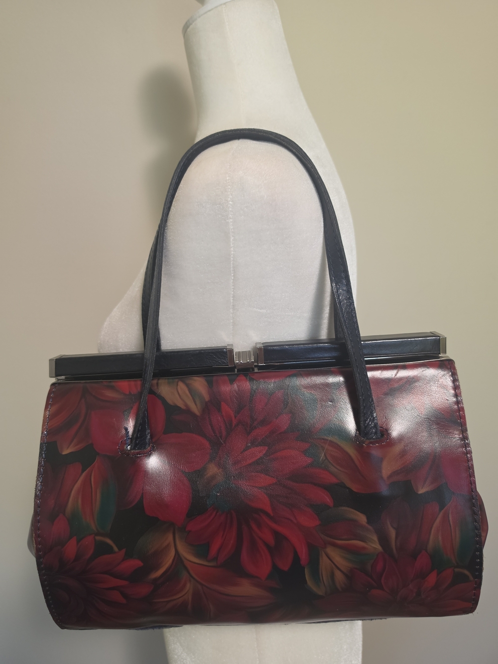 Patricia Nash Camellino Frame Bag - English Rustic Mums Leather Satchel